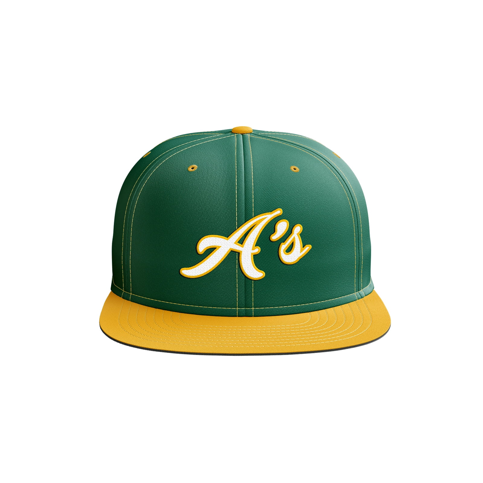 baseball cap front view green gold 
