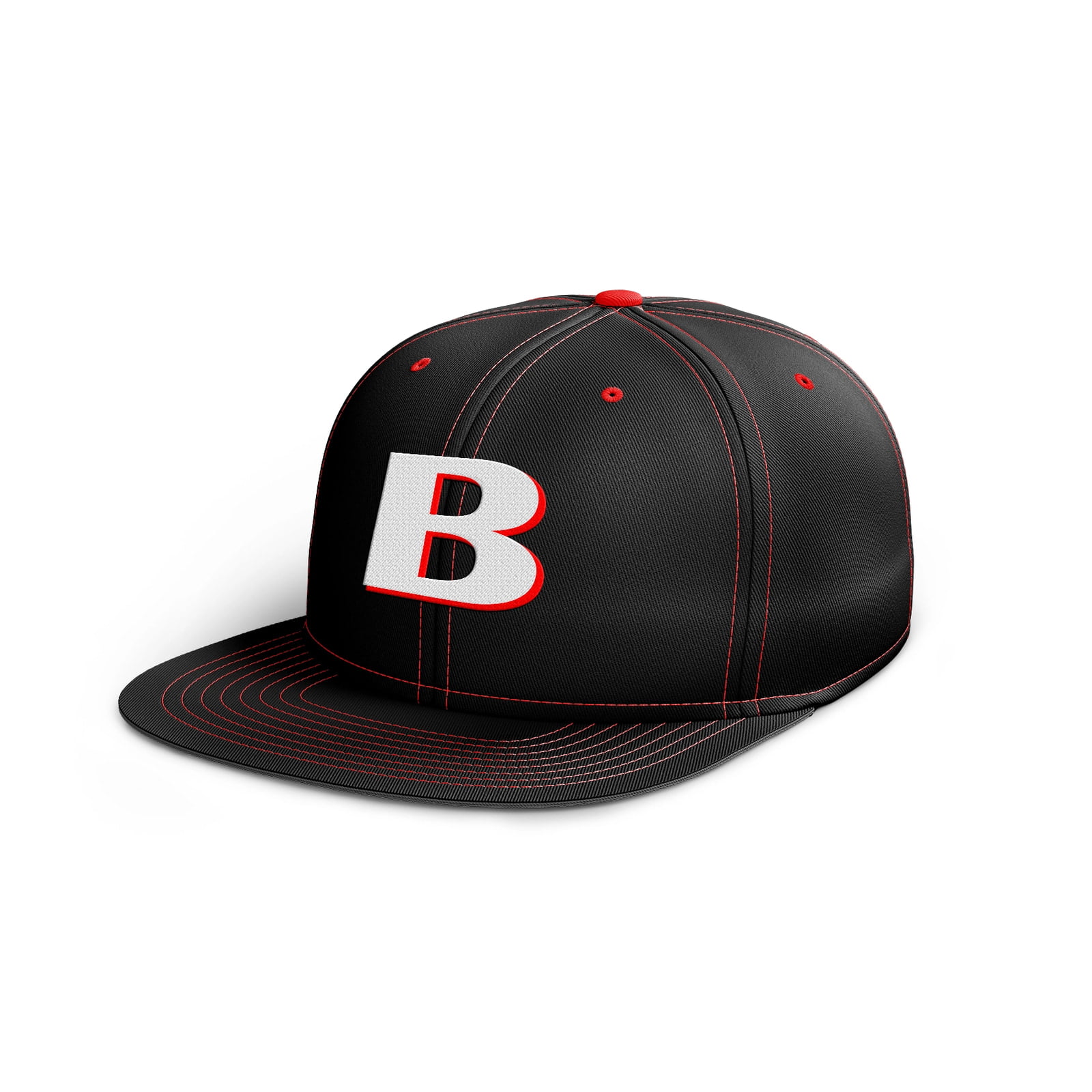 baseball hat black with  white red embroidery